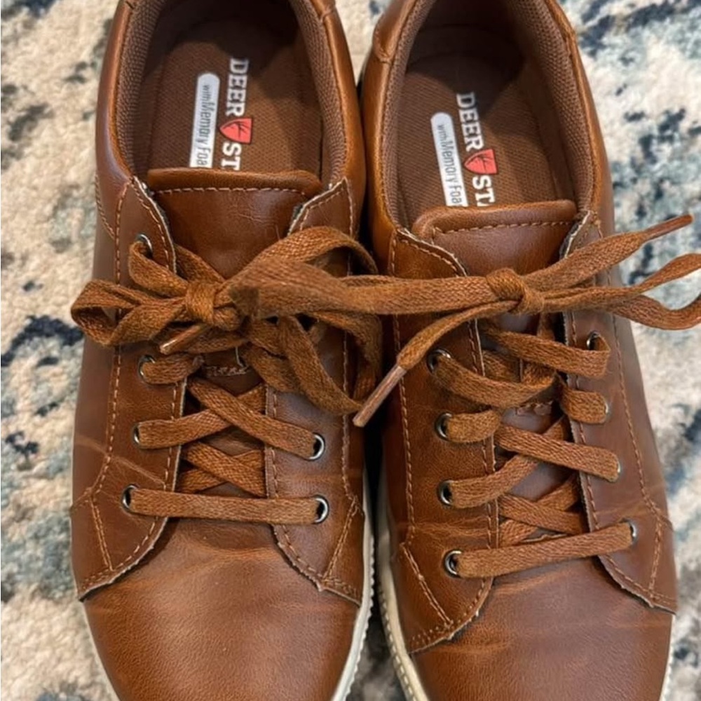 Boy’s - Size 5- Deer Stags Brown Sneakers with Leather Upper and White Sole